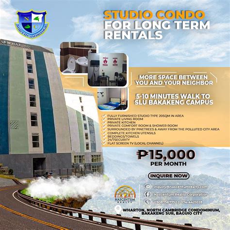 Apartment for rent baguio city near slu .